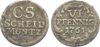 Sachsen-Albertinische Linie 6 Pfennig Friedrich August II. 1733-1763. -