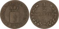 Baden-Durlach Cu 1/2 Kreuzer Ludwig 1818-1830. -