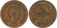 Baden-Durlach Cu 1/2 Kreuzer Ludwig 1818-1830. -