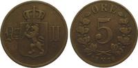 Norwegen Cu 5 Öre 1 Oscar II. 1872-1905. -