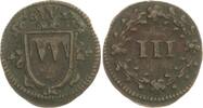 Würzburg, Bistum Kipper Cu 3 Heller Johann Gottfried von Aschhausen 1617-1622. -