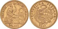 Peru 10 Soles Gold Republik seit 1821/1825. -