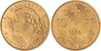 Schweiz-Eidgenossenschaft 10 Franken Gold 1914 B Vorz&uuml;glich 475,00 EUR  Excl. 10,00 EUR Verzending