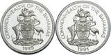 Bahamas 5 Dollars (2pcs) 1989/1991 Christopher Columbus discovers America on October 12, 1492. Proof