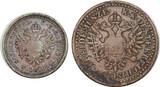 AUSTRIA 1 & 3 Kreuzer (2pcs) 1851 G Nagybanya! VF, VF-