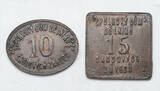 Czechoslovakia Token (10 & 15 Units) 1911-1930s Mlada Boleslaw. Skoda Factory Workers’ Association House. fast EF.