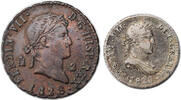 SPAIN 2 Maravedis & 1/2 Real Ferdinand VII. Segovia & Madrid! -
