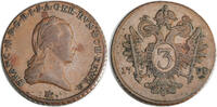 AUSTRIA 3 Kreuzer Emperor Francis II. 1-Year Type w. Thick Planchet! -