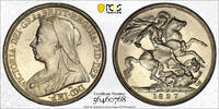 Great Britain Crown 1897 (LX) Queen Victoria. PCGS UNC 850,00 EUR675,00 EUR  Excl. 20,00 EUR Verzending