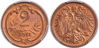 Austria 2 Heller Francis Joseph I. Bronze 2 Heller Coin. PCGS -