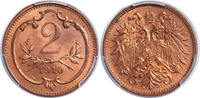 Austria 2 Heller Francis Joseph I. Bronze 2 Heller Coin. Low Population 2/1! PCGS -
