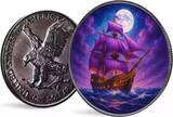 Polen 1 Dollar 2025 Silver Coin 1oz American Eagle Masters of the Seas #3 Amethyst Crown Antique Col mint / new / antique finish
