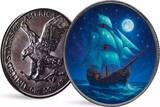 Polen 1 Dollar 2025 Silver coin 1 oz American Eagle Masters of the Seas #4 Starlight Nomad color mint / new / antique finish