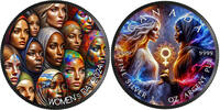 Kanada 5 Dollar Women`s Day March 8th Gift International Women's Day Silver Coin 1oz 2024 Black -