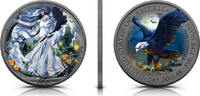 USA 1 USD USA Halloween 2024 Ghost Night Silver Coin 1 oz Silver 999 American Eagle Color -