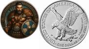 Polen 1 Dollar Silver coin 1 oz American Silver Eagle The Vikings Thorin Steelheart 2025 color -