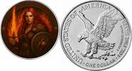 Polen 1 Dollar Silver coin 1 oz American Silver Eagle The Vikings Freya Flameheart 2025 color -