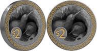 Neuseeland 2 NZD Silver coin 2 oz Kiwi 2025 Partial Gold Plating High Relief Box 999 Silver -