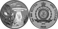 1 Dollar Silver coin 1 oz Alien Abduction 2025 Black Proof Silver Coin Niue 999