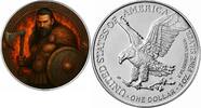 Polen 1 Dollar Silver coin 1 oz American Silver Eagle The Vikings Ragnar Wolfbane 2025 color -