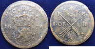 European Coins Ore Sweden: 1676 1 Ore Silvermynt of Charles XI KM# 264a -