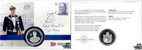 Norwegen 13 Kronen Briefmarke + Gedenkmedaille Numisbrief Norwegen - 75.Geburtstag von König Harald V. -