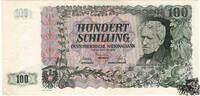 100 Schilling 1954 - 2.Republik - hellgrün - Wertz. oben hell schraffiert - bankfrisch- -