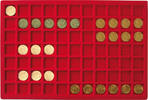 Münztableau für 77 Münzen bis 24 mm Ø in rot -