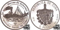 5 Pesos 5 Pesos 1993 - Historisches Dampfschiff -