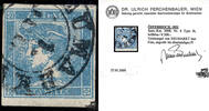 Österreich 1851 o - 0,6 Kreuzer - Blauer Merkur mit Attest: Dr. Ferchenbauer -