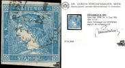 Österreich 1851 o - 0,6 Kreuzer - Blauer Merkur - mit Attest: Dr. Ferchenbauer -