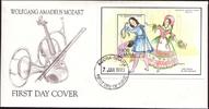 Ghana FDC 1993 - 200. Todestag Mozart Block -