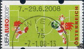 Österreich 2008 Automatenmarke o - € 0,75 - Maskottchen Trix und Flix auf dem Fußballplatz: 7.-29.06.2008 -