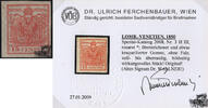 Österreich 1850 o - 15 Centesimi Handpapier - Nr.3 H III - rosarot- Attest Ferchenbauer -