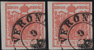 Österreich 1850 o - 15 Centesimi Handpapier - Nr.3 H IIb - dunkelrosa -