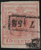 Österreich 1850 o - 15 Centiesimi Handpapier - NR 3 H IIb - gestäbtes Papier, rosakarmin -