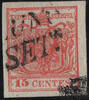 Österreich 1850 o - 15 Centiesimi Handpapier - NR 3 H IIb - karminrosa -