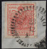 Österreich 1850 o - 15 Centesimi Handpapier - Nr.3 H IIb, Brfst. - karminrosa -
