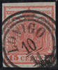 Österreich 1850 o - 15 Centesimi Handpapier - Nr.3 H IIh, Pl. 2 - dunkelzinnoberrot -
