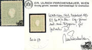 Österreich 1862 * - 3 Soldi - Nr. 8 a - grün - Attest Ferchenbauer -