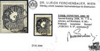 Österreich 1859 o Brfst. - 3 Soldi - Nr. 7 II a - schwarz - Attest Ferchenbauer -