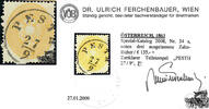 Österreich 1863 o - 2 Kreuzer - Freimarke Doppeladler im Oval - (hell)gelb - mit Attest: Dr. Ferchenbauer -