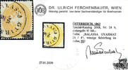 Österreich 1863 o - 2 Kreuzer - Freimarke Doppeladler im Oval - dunkelgelb - mit Attest: Dr. Ferchenbauer -