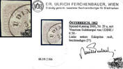 Österreich 1863 o - 1.05 Kreuzer - Zeitungsmarke Doppeladler im Achteck - graubraun - mit Attest: Dr. Ferchenbauer -