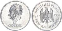 Weimarer Republik 5 Mark 1932 E zum 100. Todestag Goethes (28. März 1832... 3450,00 EUR  Excl. 10,00 EUR Verzending