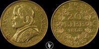 Papal States 20 Lire Pius IX -