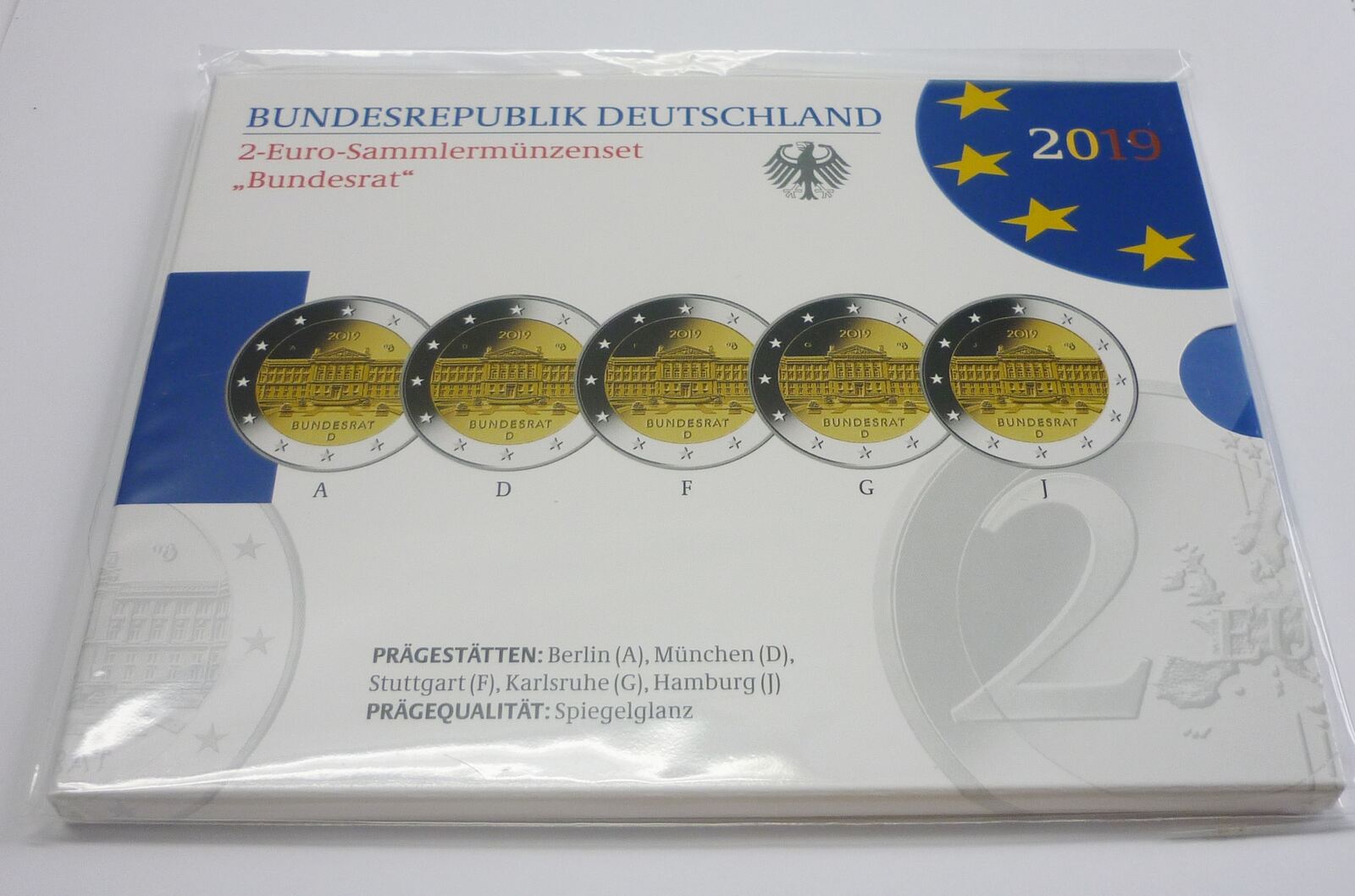 Deutschland Brd Germany 5 X 2 Euro 19 Gedenkmunzen Set A D F G J Bundesrat Proof Im Blister Mit Schuber Originalverpackung Ma Shops