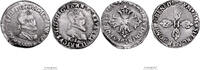 France 1595 - 1604 Henry IV Lot of 2 coins - Henri IV - Demi Franc - 1595 K Bordeaux - 1604 D Lyon F+ / TTB