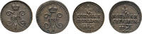 Russland 2x 1/4 Kopeke - Nikolaus I., 1825-1855. 2x Poluschka, EM, Ekaterinburg u. St. Petersburg -