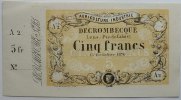 Frankreich Lens 5 Francs einseitiger Druck Quittung / Scheck nicht signiert -